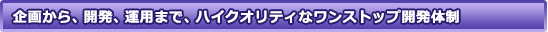 企画から、開発、運用まで、ハイクオリティなワンストップ開発体制
